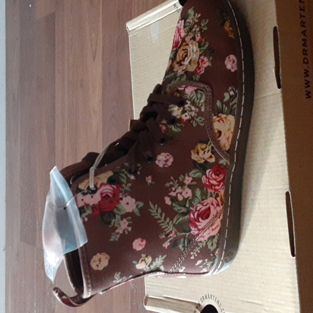 Dr. Martens Brown Floral Lace-Up Boots